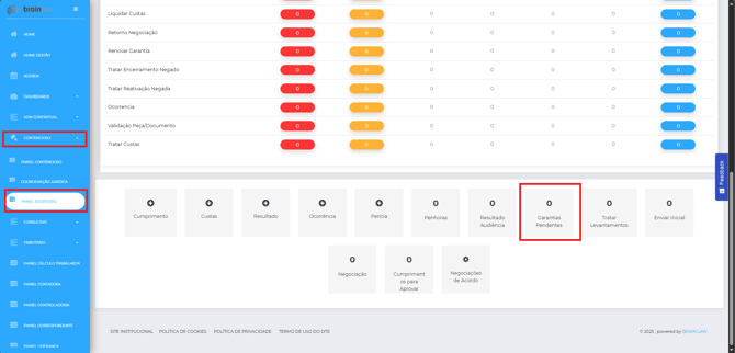 box garantia pendente painel escritório
