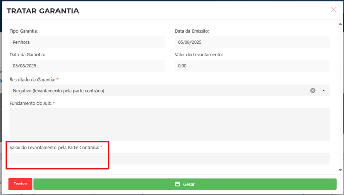 garantia penhora negativa
