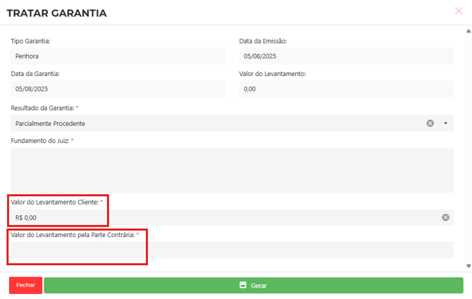 garantia penhora parcial