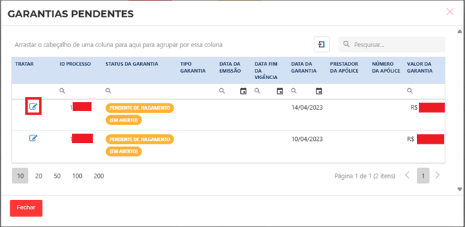 tratar garantia painel escritório
