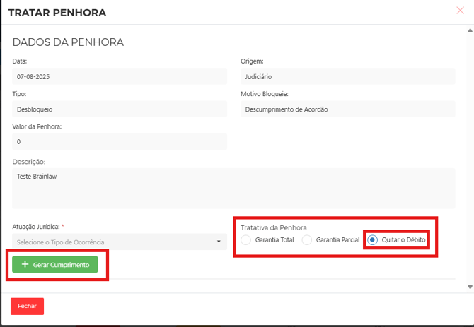 tratar penhora quitar débito