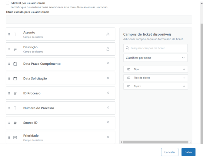 adicionar campos no formulário